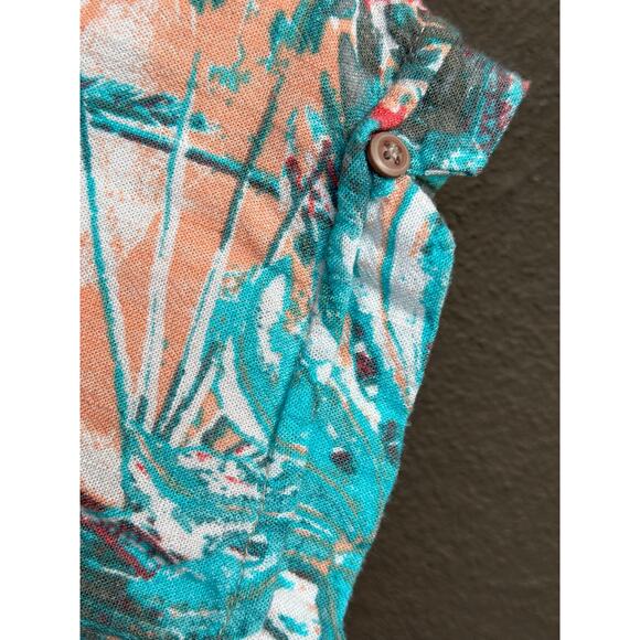 Cabavera Men’s Medium Tropical Print Hawaiian Short Sleeve Button Down Shirt - Picture 5 of 7